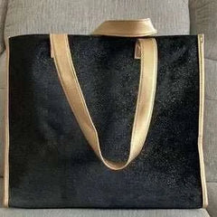 Parfums Weekender Black Gold Metallic Shoulder Tote Bag - Primrose Signature Boutique