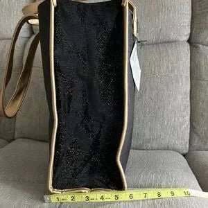 Parfums Weekender Black Gold Metallic Shoulder Tote Bag