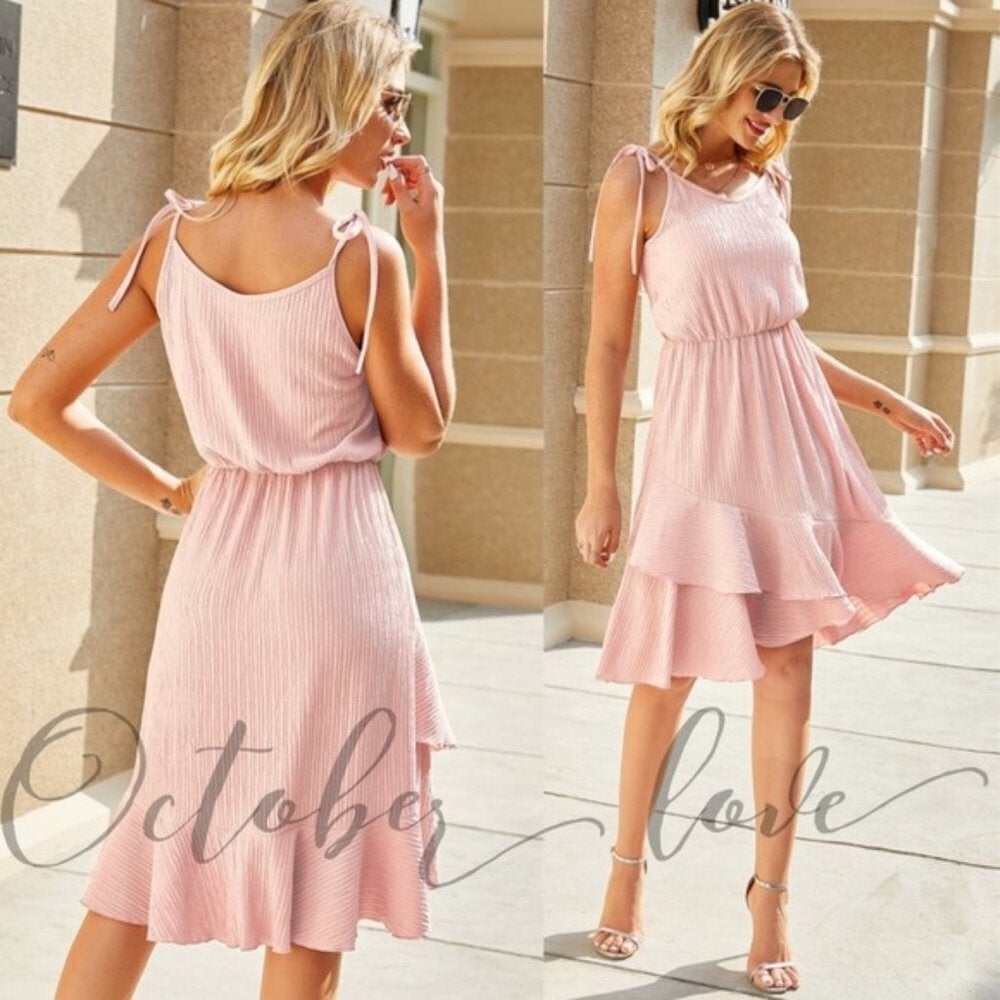 Pink Ruffle Midi Dress - Primrose Signature Boutique