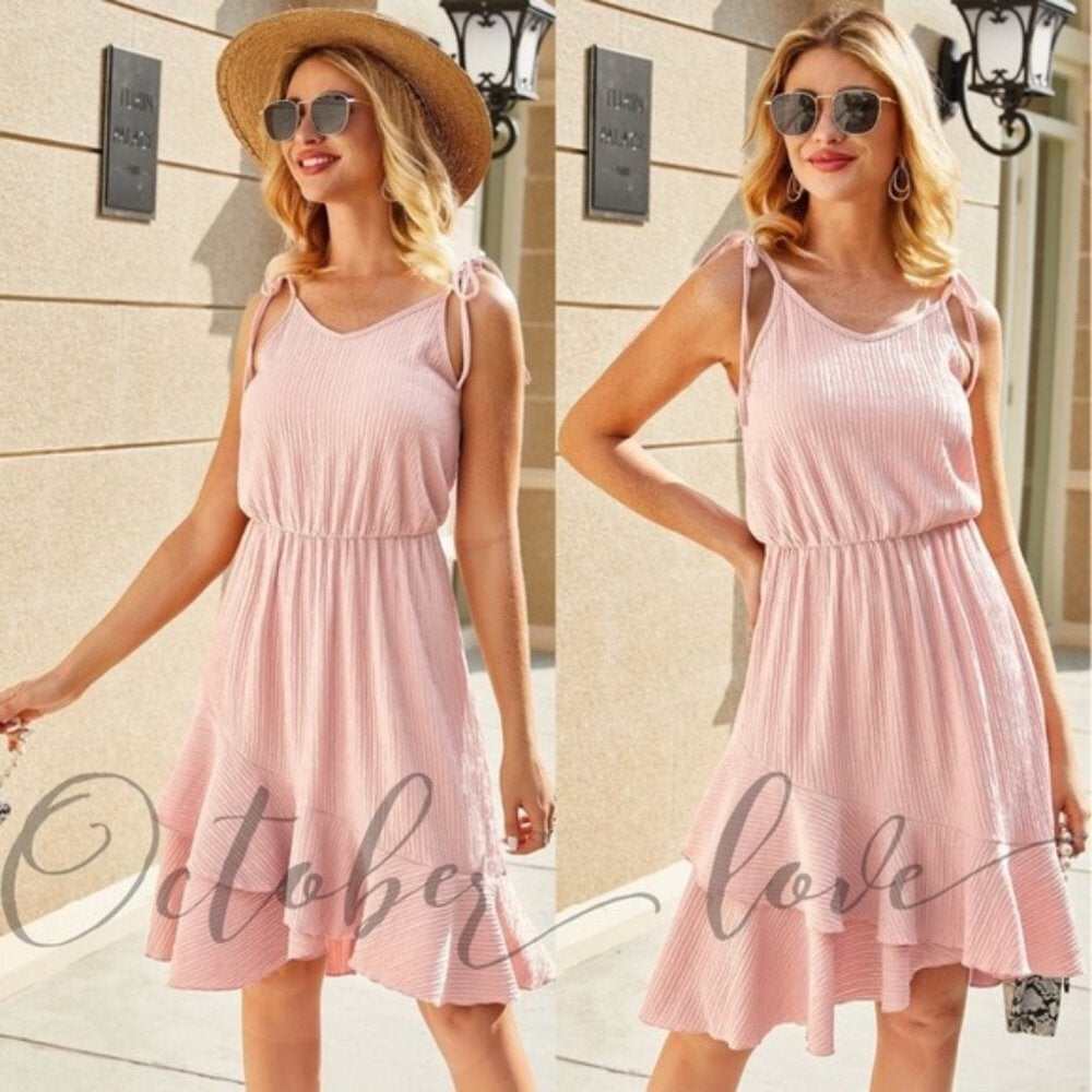 Pink Ruffle Midi Dress - Primrose Signature Boutique