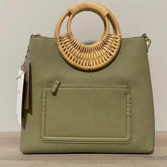 Pistachio Green Vegan Leather Crossbody Bag-zoom-