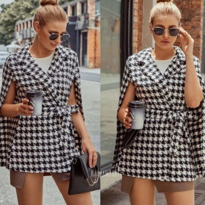 Plaid Cape Midi Coat  Kara And Kate-zoom-