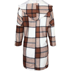 Plaid Print Longline Hooded Coat - Primrose Signature Boutique