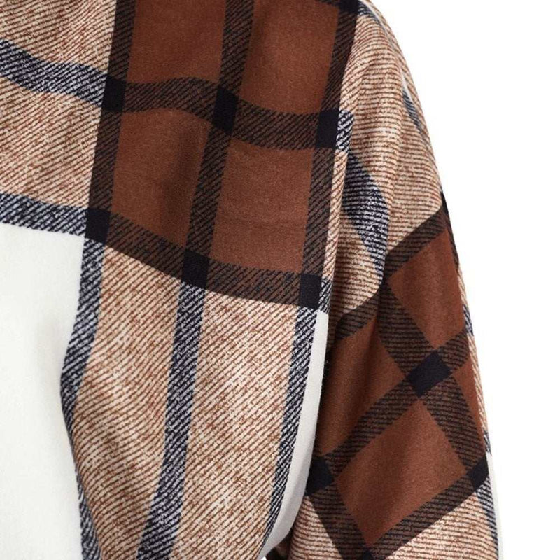 Plaid Print Longline Hooded Coat-zoom-