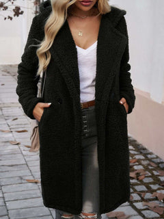 Pocketed Long Sleeve Hooded Teddy Coat - Primrose Signature Boutique