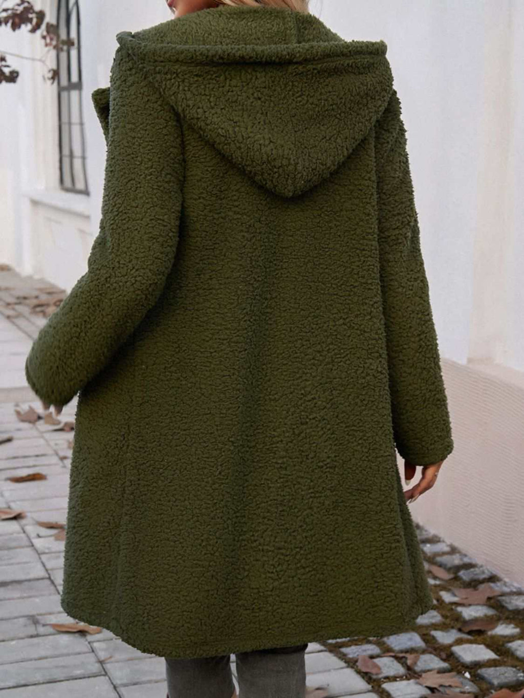 Pocketed Long Sleeve Hooded Teddy Coat - Primrose Signature Boutique