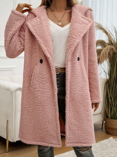 Pocketed Long Sleeve Hooded Teddy Coat - Primrose Signature Boutique
