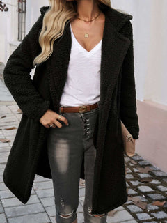 Pocketed Long Sleeve Hooded Teddy Coat - Primrose Signature Boutique