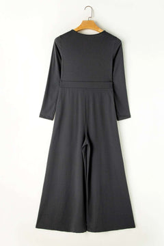 Pocketed Long Sleeve Wide Leg Jumpsuit - Primrose Signature Boutique
