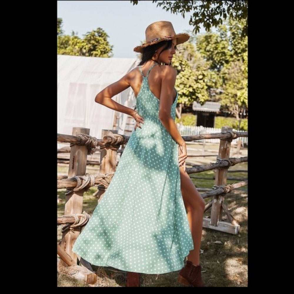 Polka Dot Maxi Wrap Dress - Primrose Signature Boutique