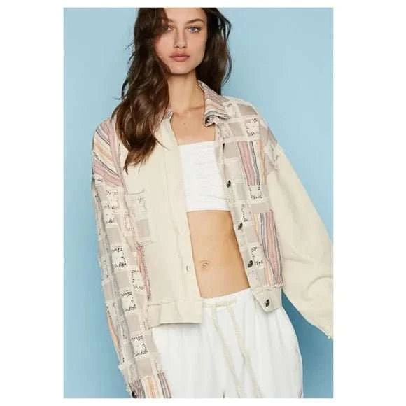 Pretty Color Block Patterned Jacket-zoom-