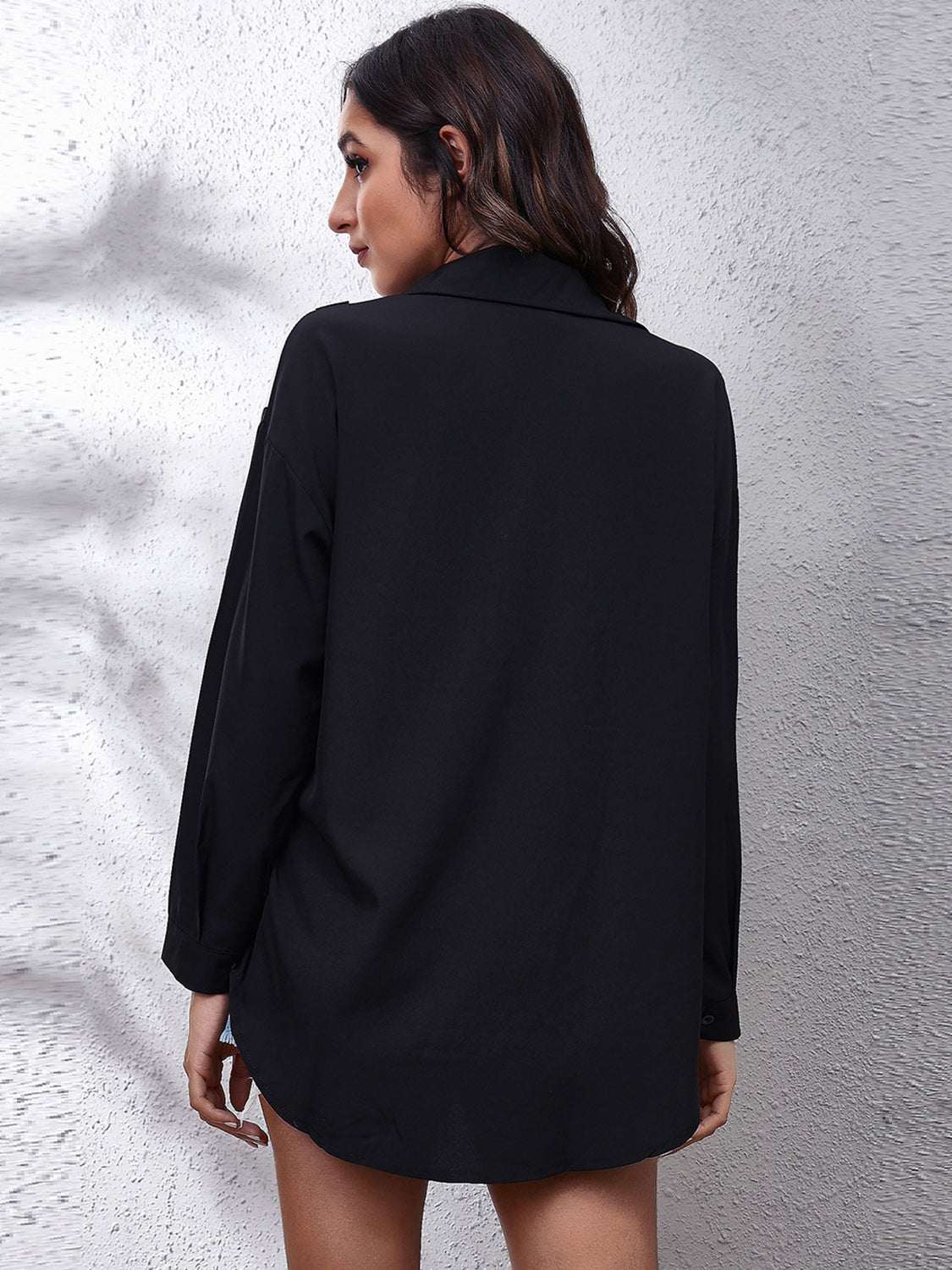 Printed Collared Neck Long Sleeve Shirt - Primrose Signature Boutique