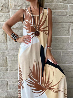 Printed Round Neck Mini Tank Dress - Primrose Signature Boutique