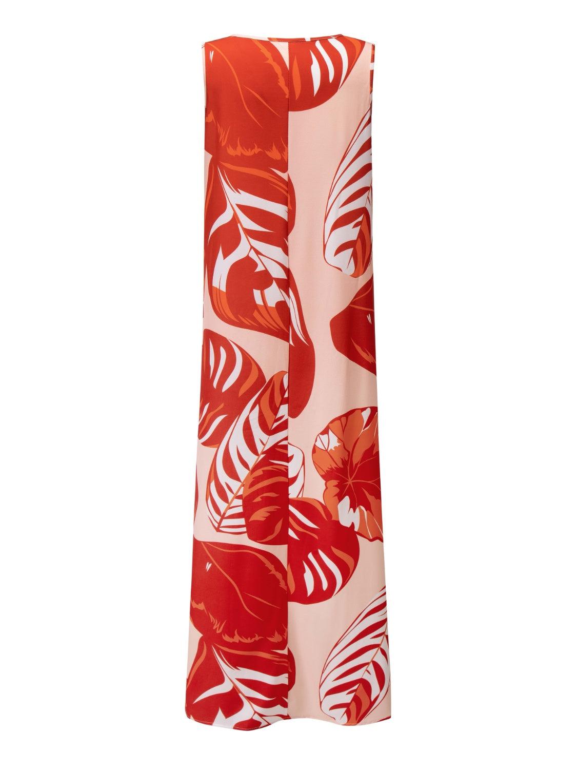 Printed Round Neck Mini Tank Dress - Primrose Signature Boutique