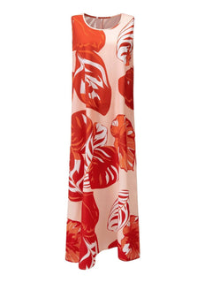 Printed Round Neck Mini Tank Dress - Primrose Signature Boutique