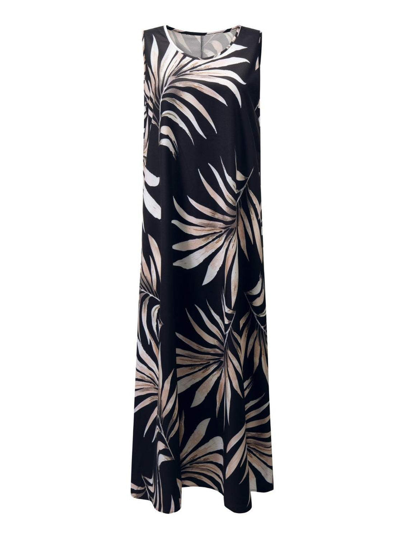 Bedrucktes Mini-Tankkleid mit Rundhalsausschnitt-zoom-