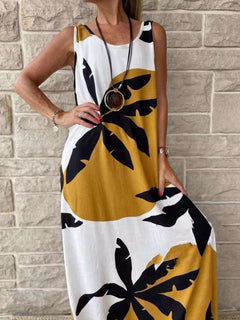 Printed Round Neck Mini Tank Dress - Primrose Signature Boutique