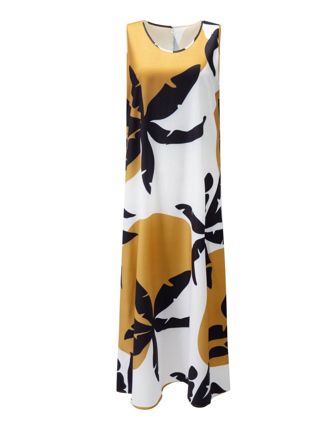 Printed Round Neck Mini Tank Dress - Primrose Signature Boutique