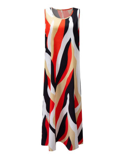 Printed Round Neck Mini Tank Dress - Primrose Signature Boutique