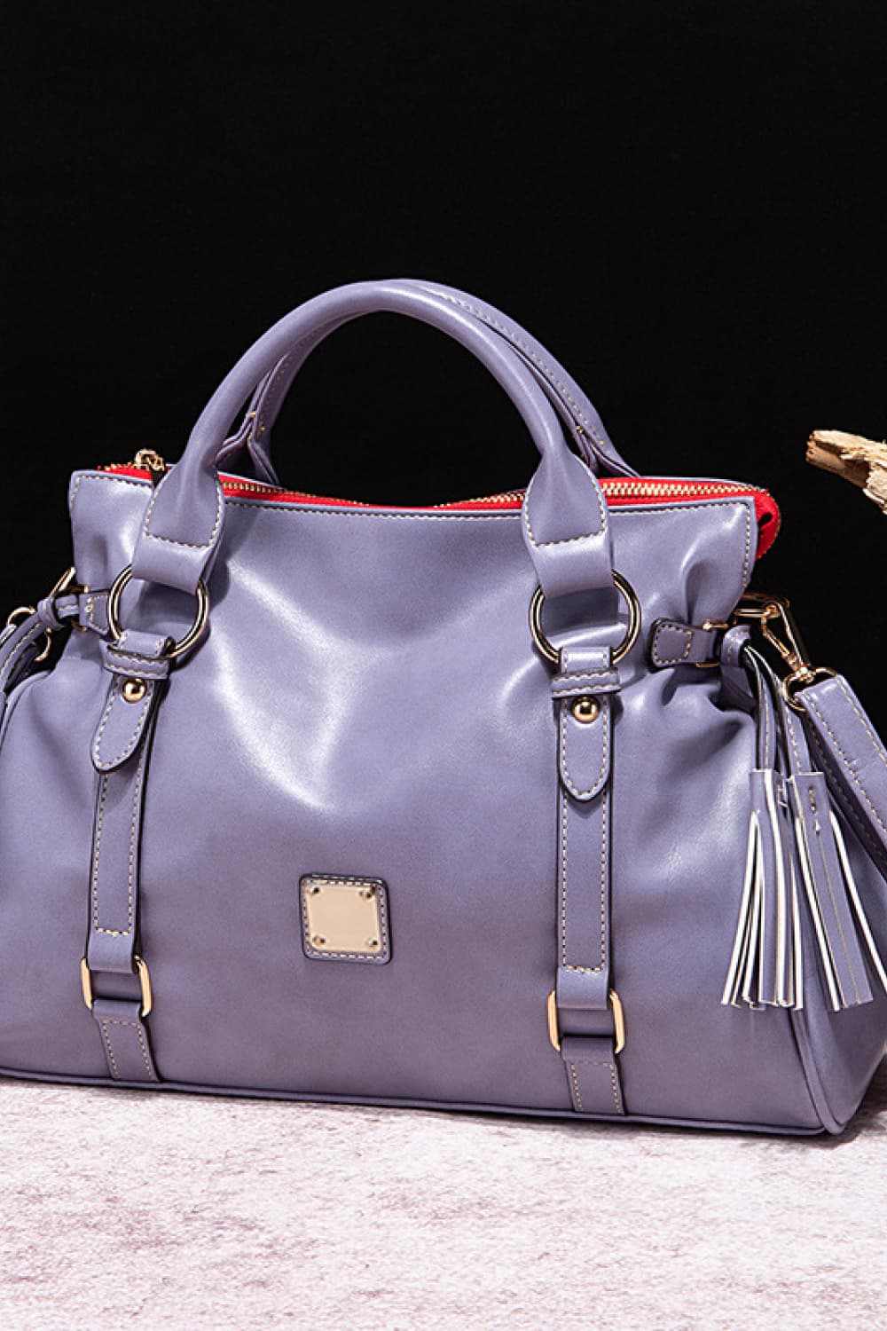 PU Leather Handbag with Tassels - Primrose Signature Boutique