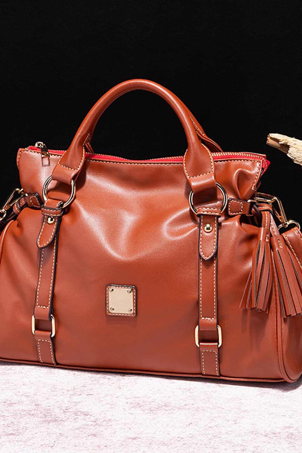 PU Leather Handbag with Tassels - Primrose Signature Boutique