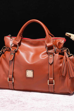 PU Leather Handbag with Tassels - Primrose Signature Boutique