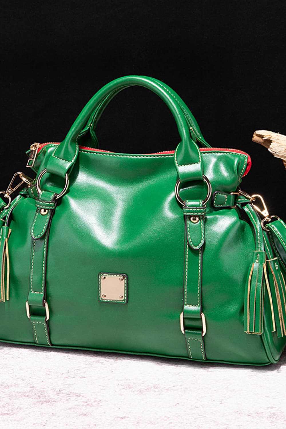PU Leather Handbag with Tassels - Primrose Signature Boutique