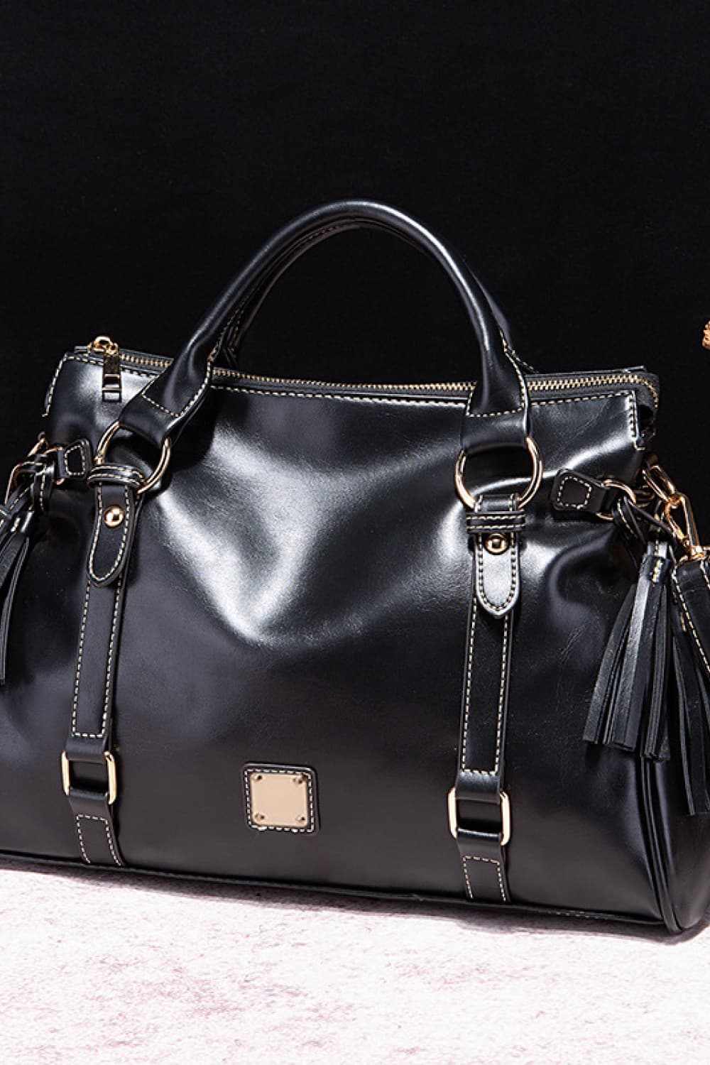 PU Leather Handbag with Tassels - Primrose Signature Boutique