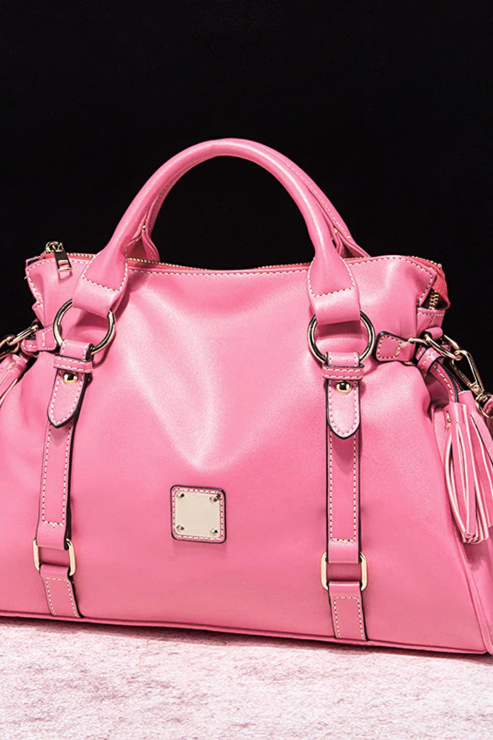PU Leather Handbag with Tassels - Primrose Signature Boutique