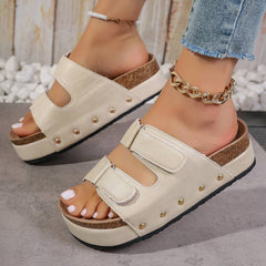 PU Leather Studded Platform Sandals - Primrose Signature Boutique