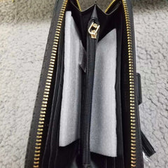 Quilted Long Wallet with Phone Pocket Navy Blue or Black Large Zip Around - Primrose Signature Boutique