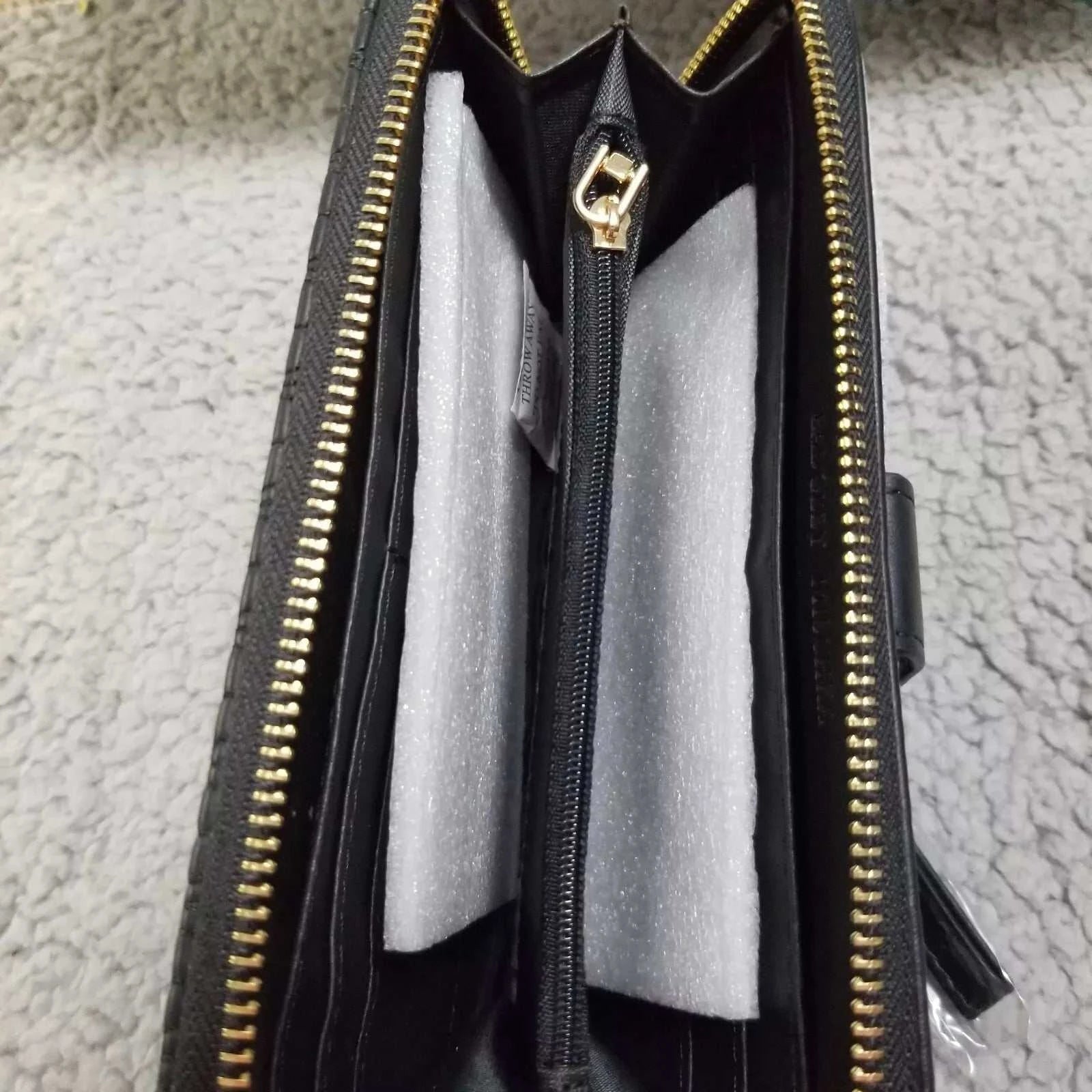 Quilted Long Wallet with Phone Pocket Navy Blue or Black Large Zip Around - Primrose Signature Boutique