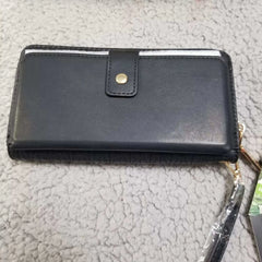 Quilted Long Wallet with Phone Pocket Navy Blue or Black Large Zip Around - Primrose Signature Boutique