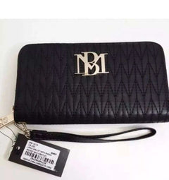 Quilted Long Wallet with Phone Pocket Navy Blue or Black Large Zip Around - Primrose Signature Boutique