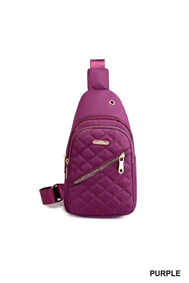 Quilted Multi Pocket Crossbody Sling Bag - Primrose Signature Boutique