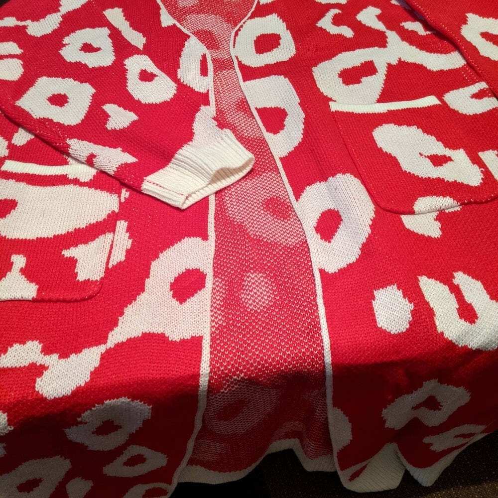 Red Open Front Leopard Print Cardigan - Primrose Signature Boutique