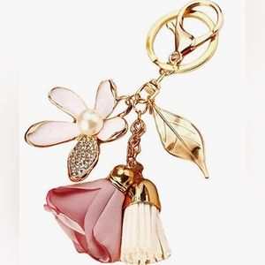 Rhinestone and Roses Purse Charm with Tassel-zoom-