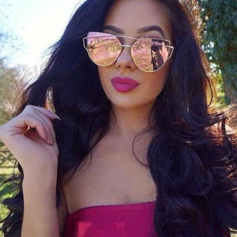 Rose Gold Mirrored Sunglasses-zoom-