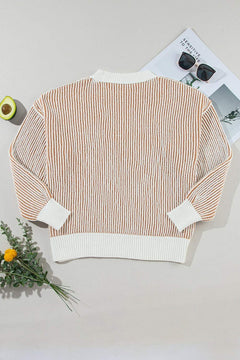 Round Neck Dropped Shoulder Sweater - Primrose Signature Boutique