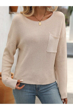 Round Neck Long Sleeve Sweater - Primrose Signature Boutique
