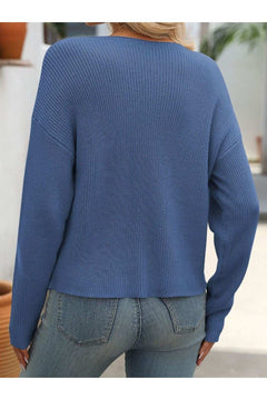 Round Neck Long Sleeve Sweater - Primrose Signature Boutique