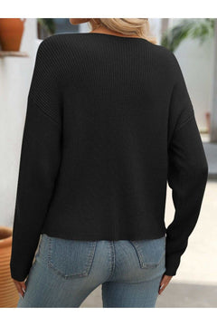 Round Neck Long Sleeve Sweater - Primrose Signature Boutique