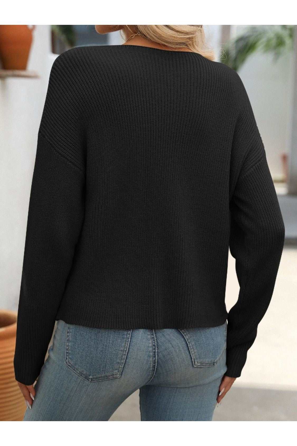 Round Neck Long Sleeve Sweater - Primrose Signature Boutique