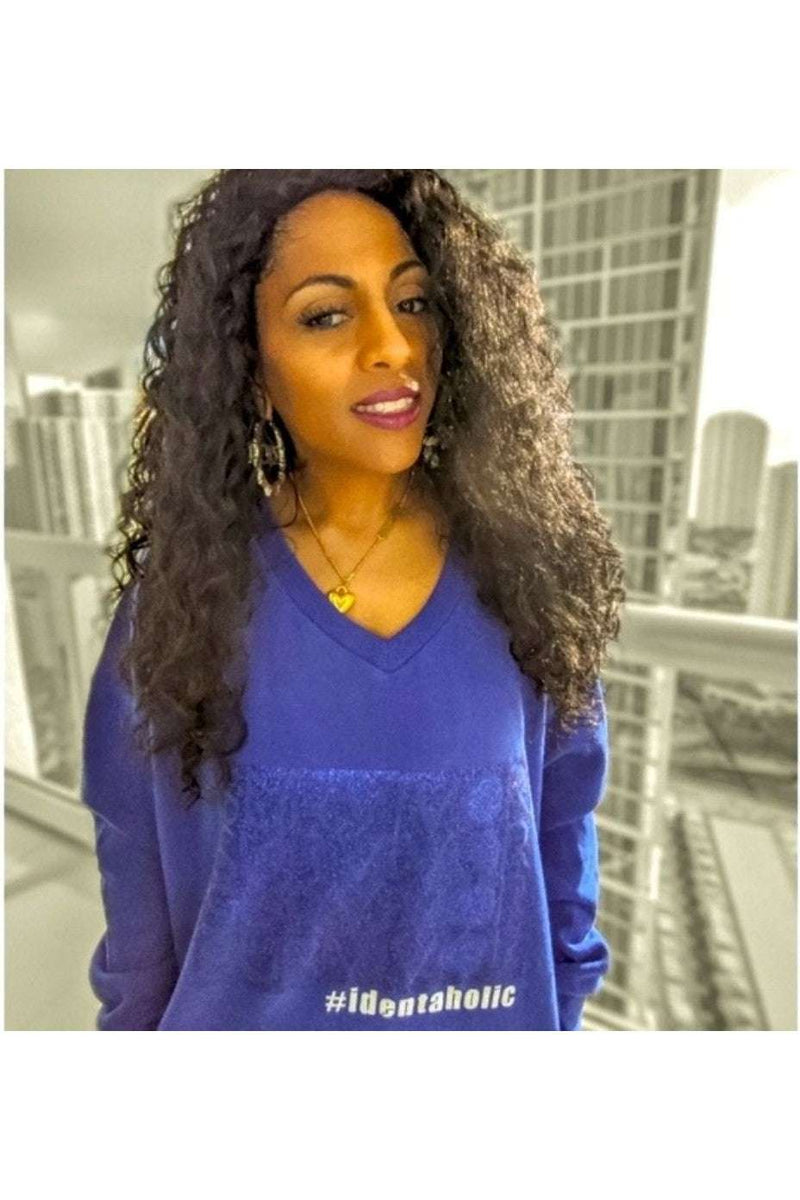 Royal Blue V-neck Sweatshirt Dress-zoom-