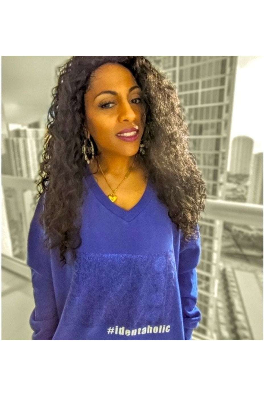 Royal Blue V-neck Sweatshirt Dress