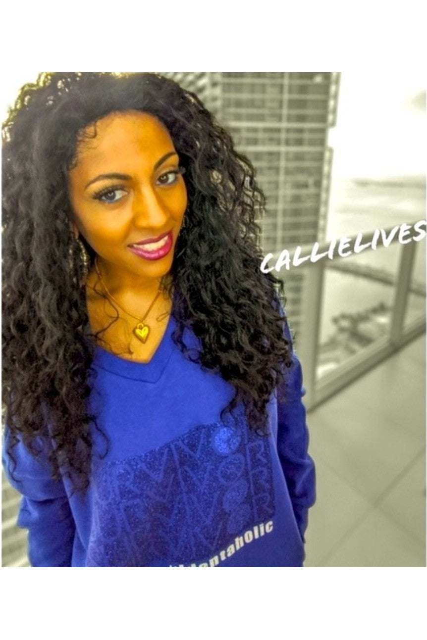 Royal Blue V - neck Sweatshirt Dress - Primrose Signature Boutique