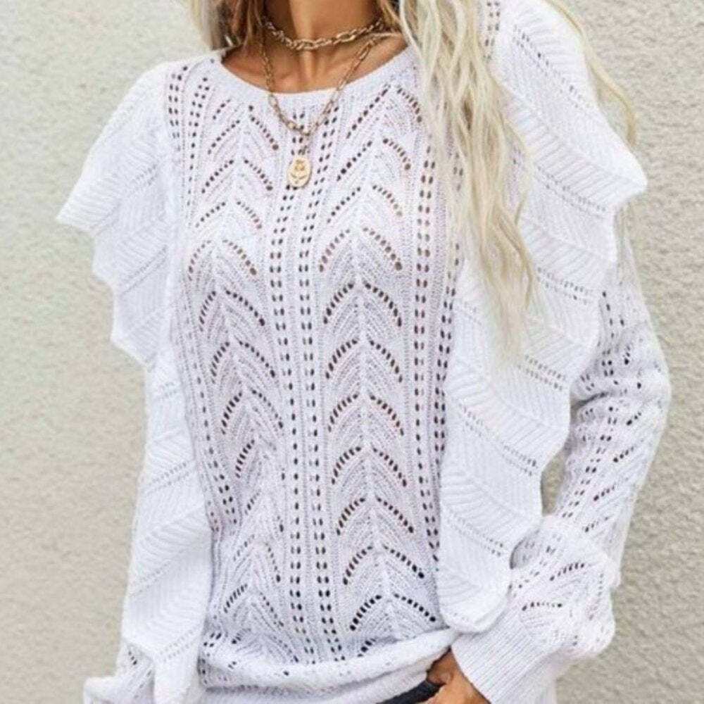 Ruffle Detail Sweater - Primrose Signature Boutique