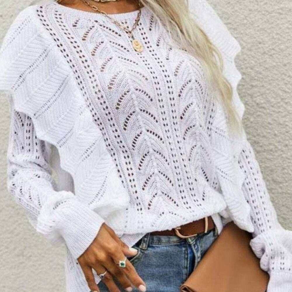 Long Sleeve Ruffle Style Sweater