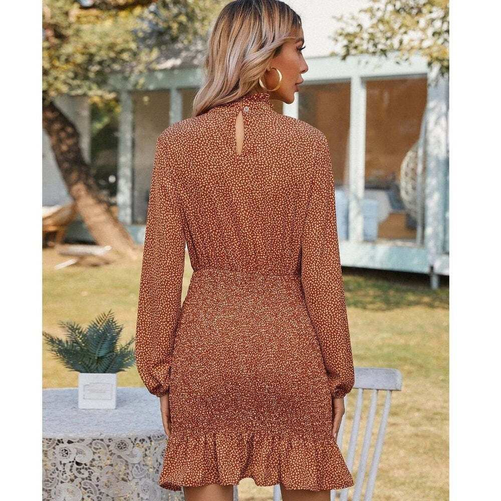 Ruffle High Neck Dress - Primrose Signature Boutique