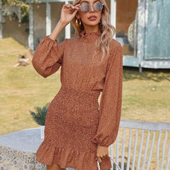 Ruffle High Neck Dress - Primrose Signature Boutique